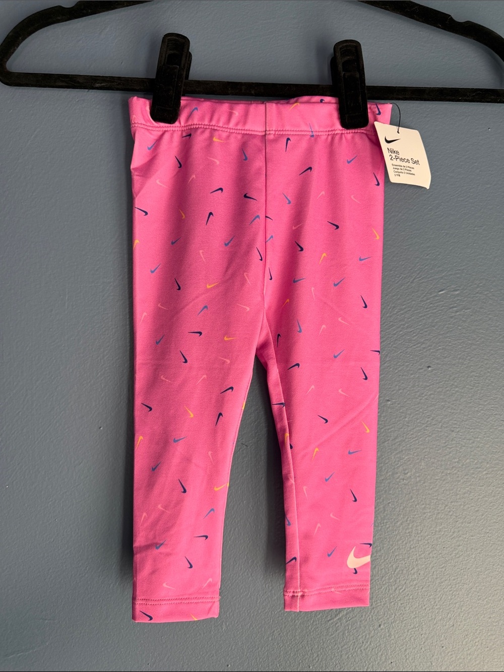 Nike Pink Girls' Leggings with Multicolor Swoosh Accents